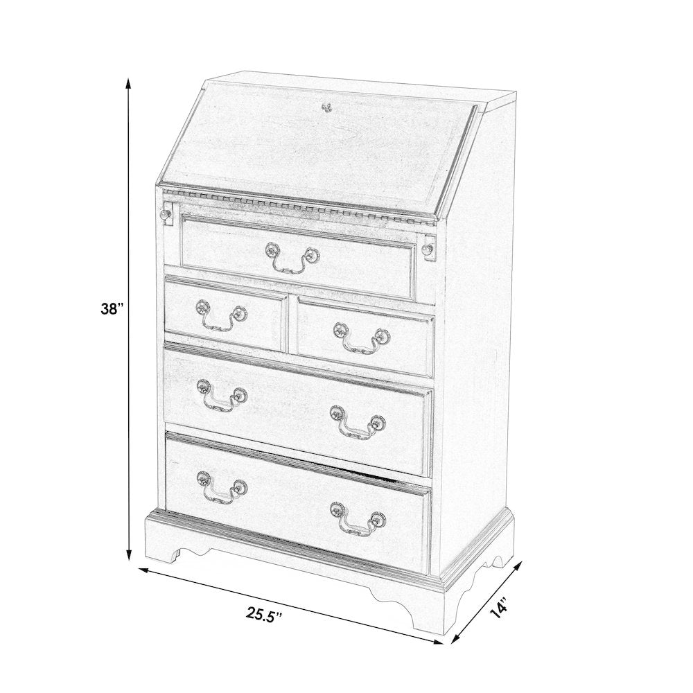 Danforth 25.5 in. W Rectangular Wood 5 Drawer Secretary, Pastel Green