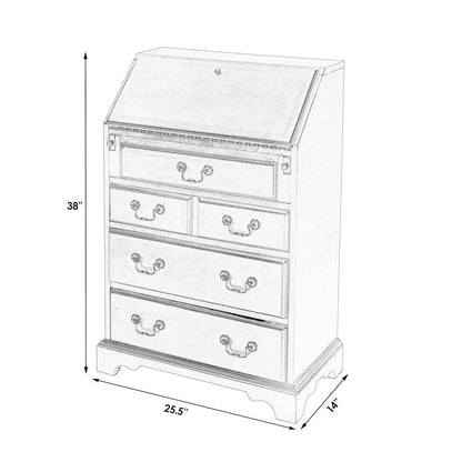 Danforth 25.5 in. W Rectangular Wood 5 Drawer Secretary, Pastel Green