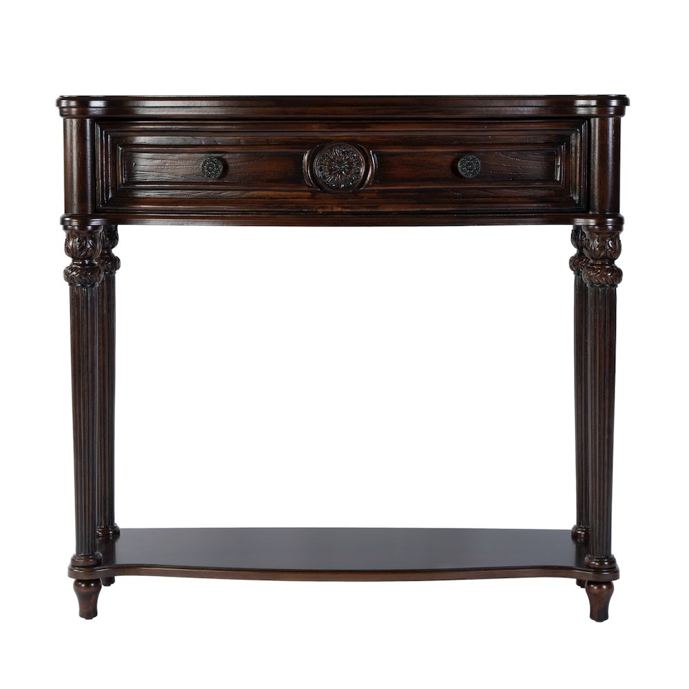 Alexander 37 in. W Wood 1 Drawer Console Table, Dark Brown