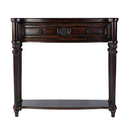 Alexander 37 in. W Wood 1 Drawer Console Table, Dark Brown