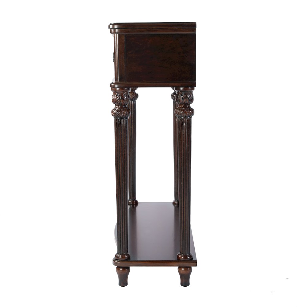 Alexander 37 in. W Wood 1 Drawer Console Table, Dark Brown