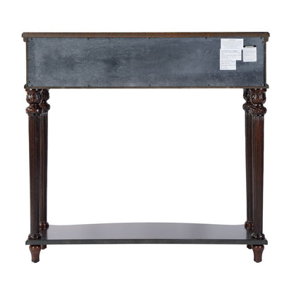 Alexander 37 in. W Wood 1 Drawer Console Table, Dark Brown