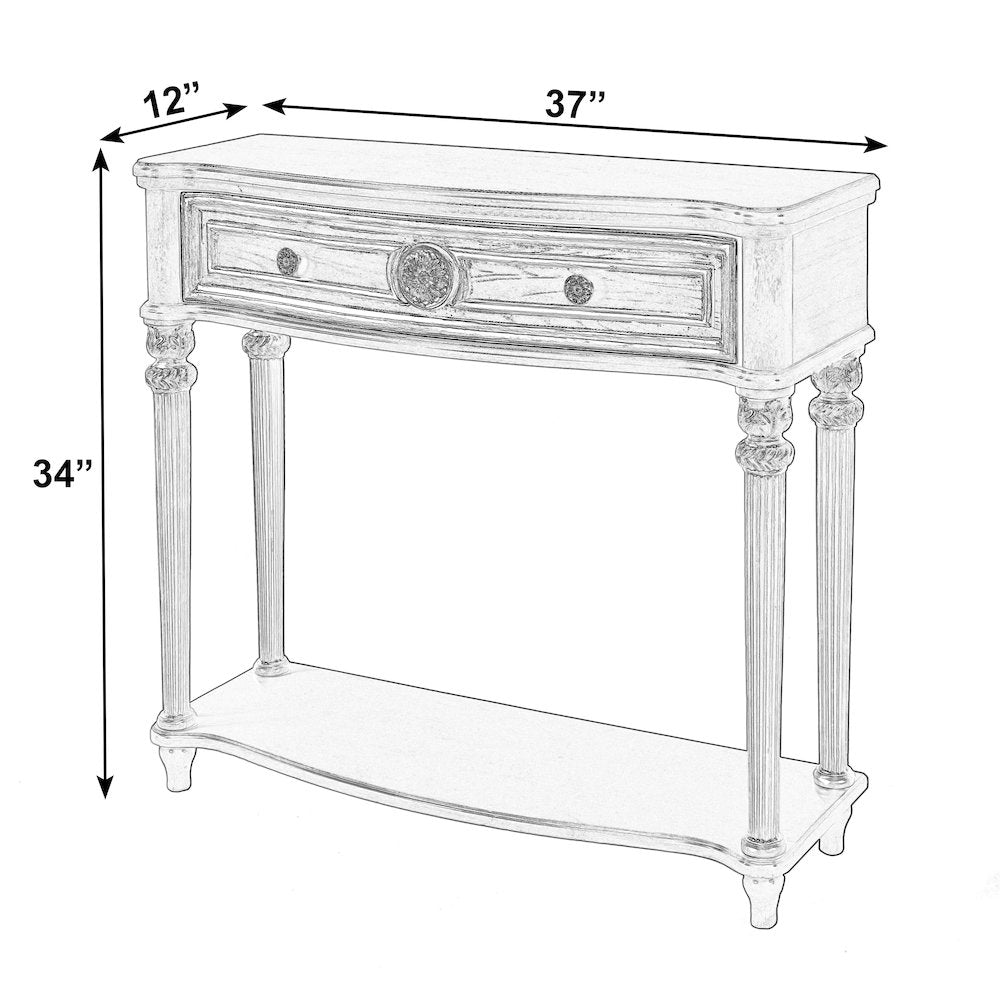 Alexander 37 in. W Wood 1 Drawer Console Table, Dark Brown