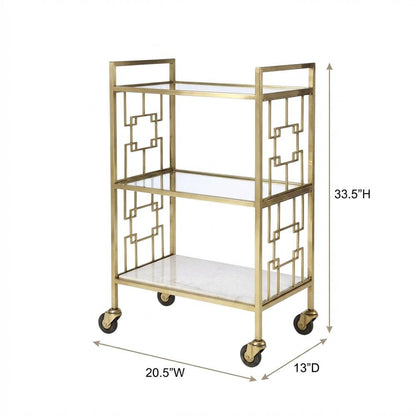 Modern Bar Cart with Distressed Finish, Contemporary Serving Cart for Home Bar