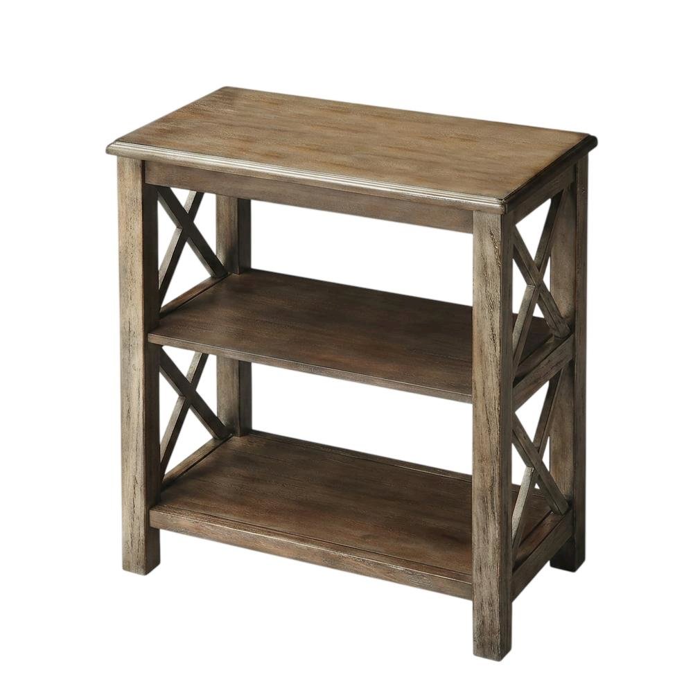 Transitional Distressed Bookcase, Wood Bookshelf for Living Room or Office