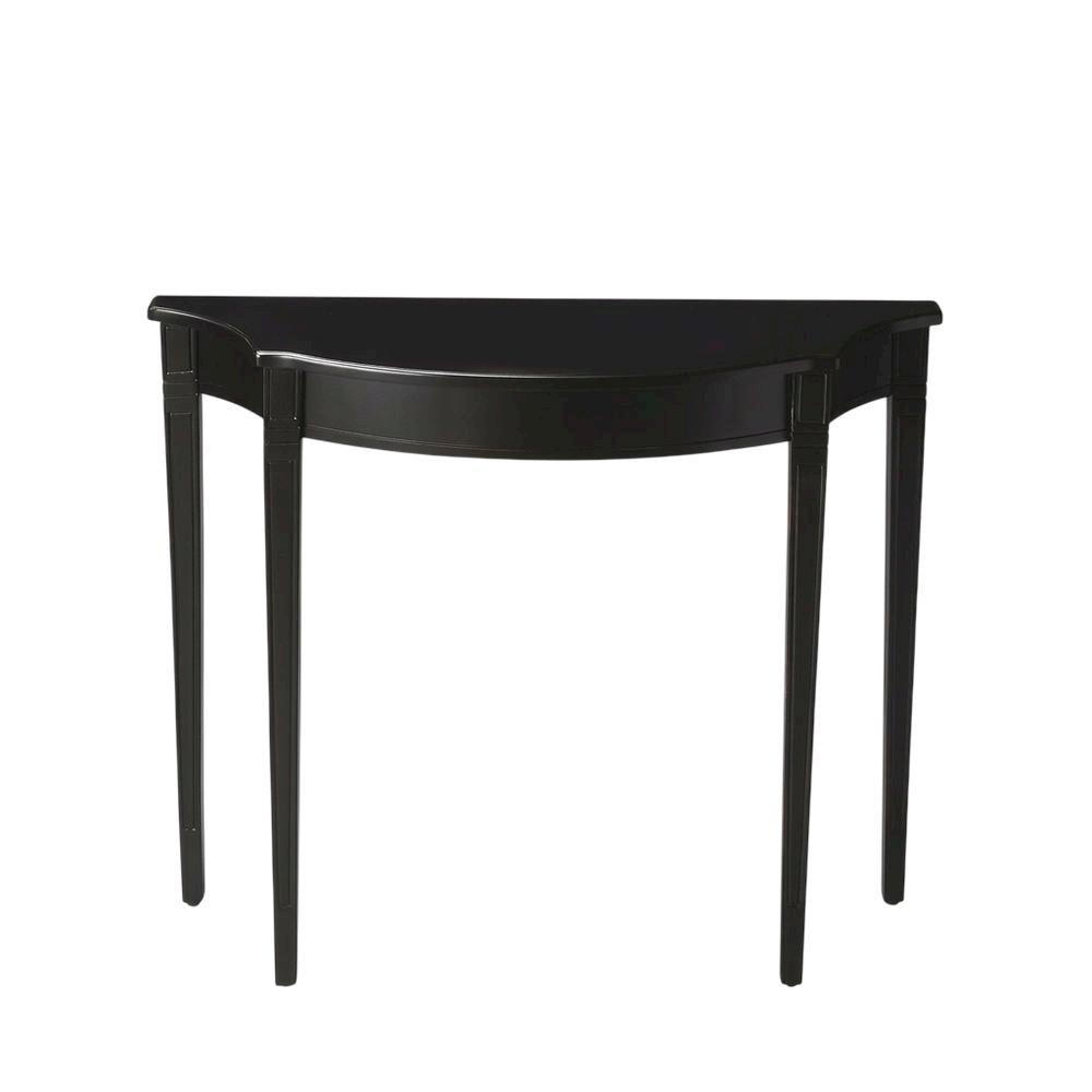 Demilune Console Table with Distressed Finish, Transitional Entryway Sofa Table