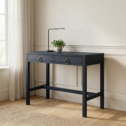 Transitional Writing Desk with 2 Drawers, Home Office Computer Workstation