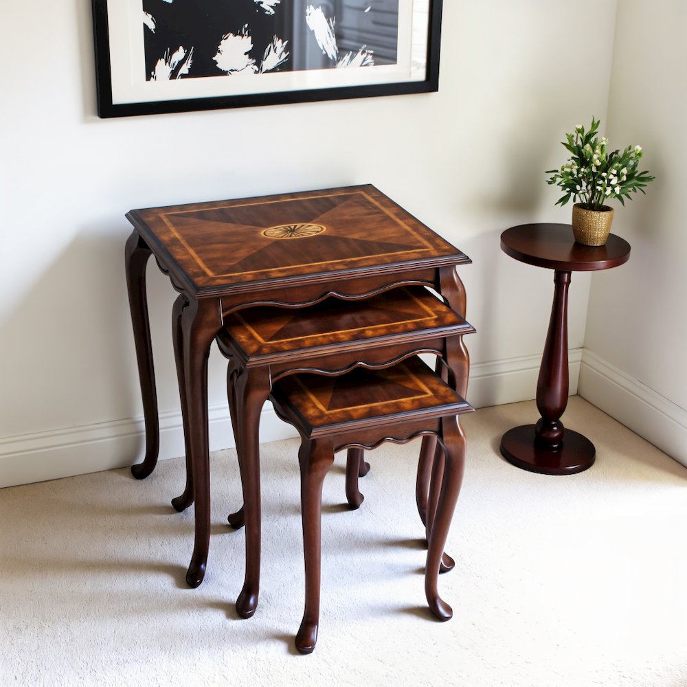 Medium Brown Nesting Side Tables Set of 3 for Living Room