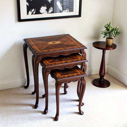 Medium Brown Nesting Side Tables Set of 3 for Living Room