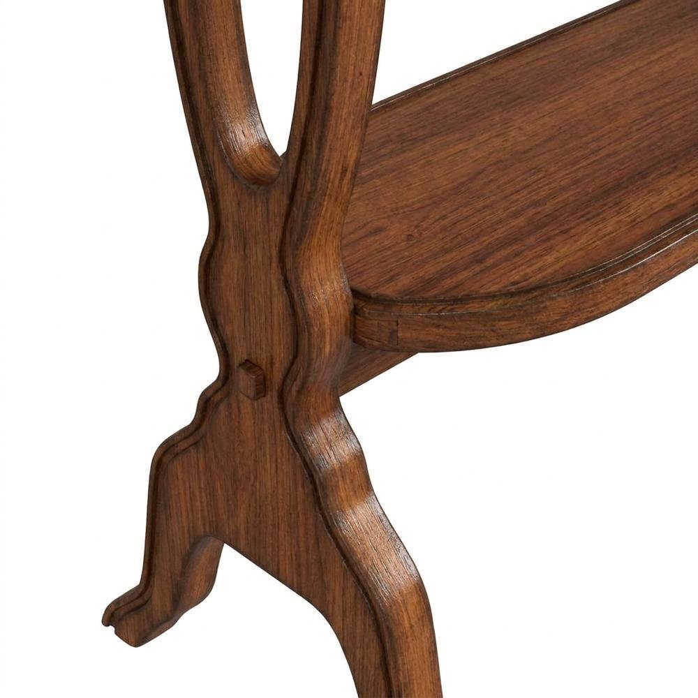 Cherry Veneer Octagonal 3-Shelf Side Table with Distressed Finish