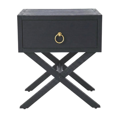 End Table with Drawer, Modern Distressed Accent Side Table for Living Room