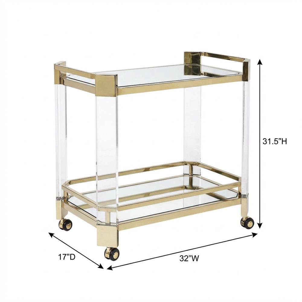 Modern Serving Cart with Storage, Contemporary Bar Cart for Kitchen Use