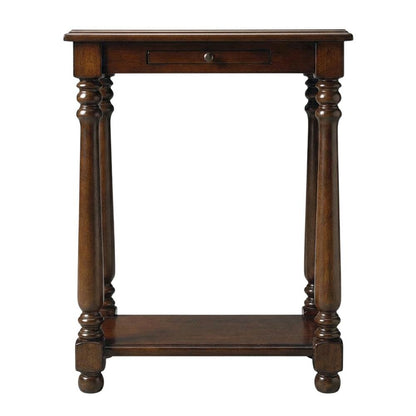 Traditional Chairside Table with Adjustable Shelf, Side Table, Cherry