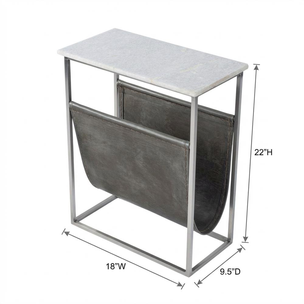 Modern Magazine Table with Marble Top, Metal Accent Side Table for Living Room