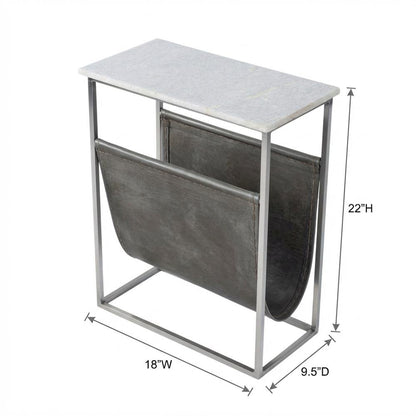 Modern Magazine Table with Marble Top, Metal Accent Side Table for Living Room