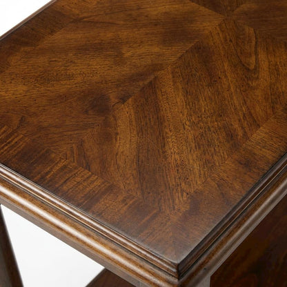 Traditional Chairside Table with Adjustable Shelf, Side Table, Cherry