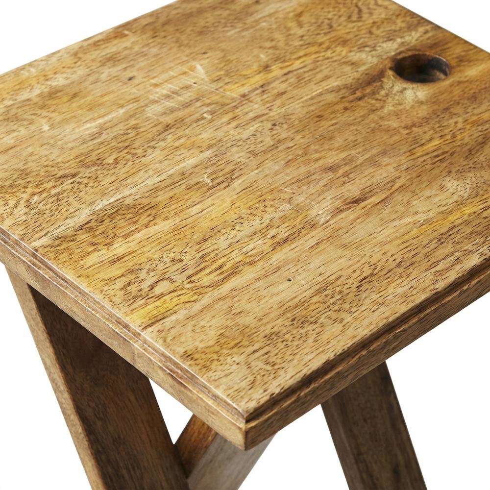 Square Folding Side Table, Transitional Wood Accent Table for Living Room, Brown