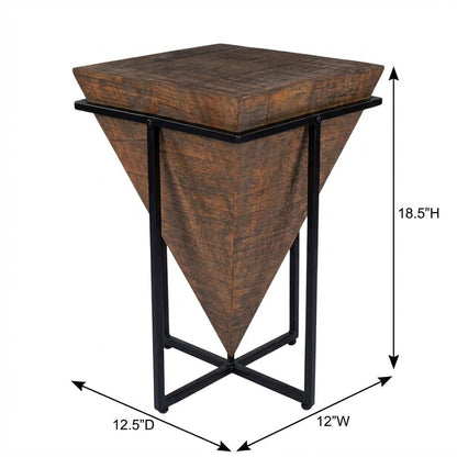 Triangular Wood Accent Table, Modern Contemporary Side Table for Living Room