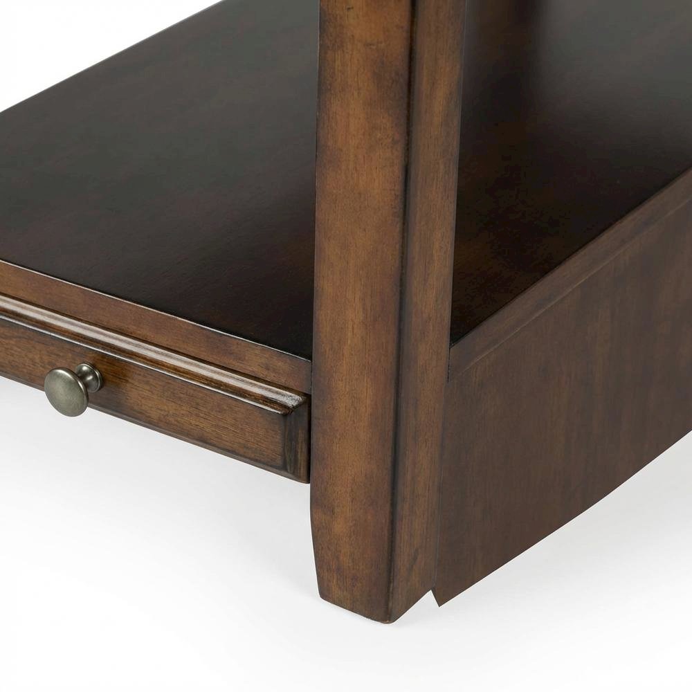 Chairside End Table with 2 Drawers, Transitional Side Table for Living Room
