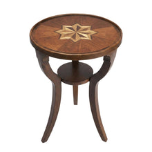Round Accent Side Table, Traditional Distressed End Table, Olive Ash