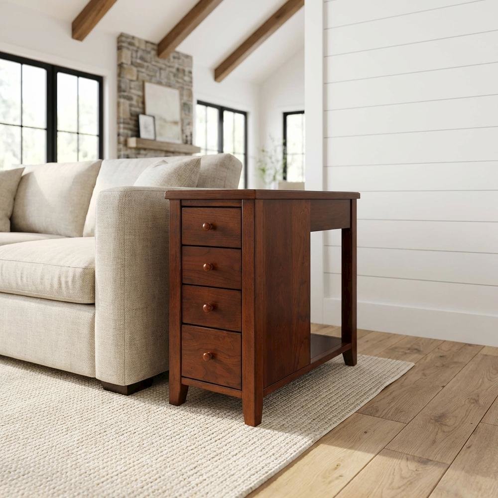 4-Drawer Chairside Chest with Storage, Transitional Side Table for Living Room