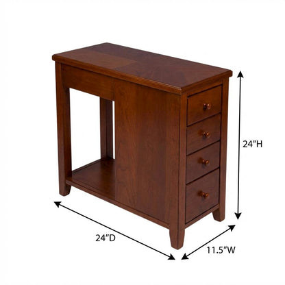 4-Drawer Chairside Chest with Storage, Transitional Side Table for Living Room