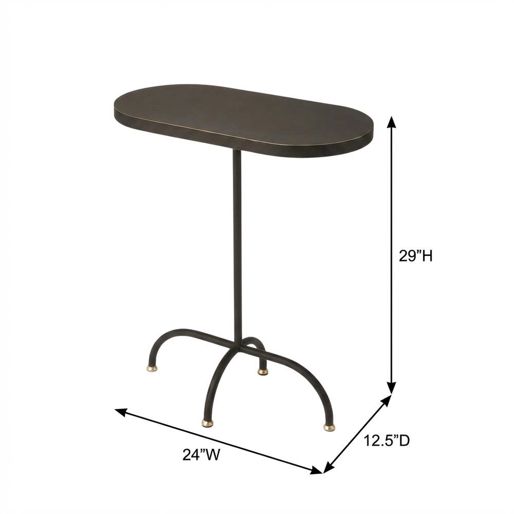 Geometric End Table, Industrial Oval Accent Side Table for Living Room