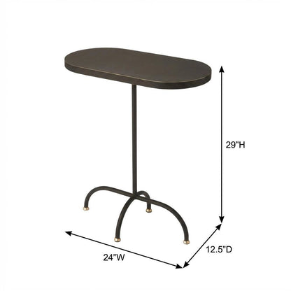Geometric End Table, Industrial Oval Accent Side Table for Living Room