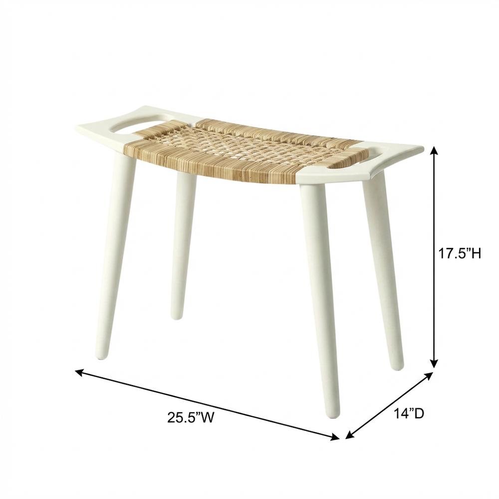 Distressed Wood Accent Stool, Coastal Style Accent Seating for Living Room