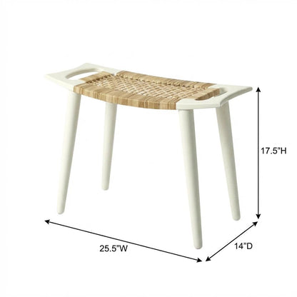 Distressed Wood Accent Stool, Coastal Style Accent Seating for Living Room