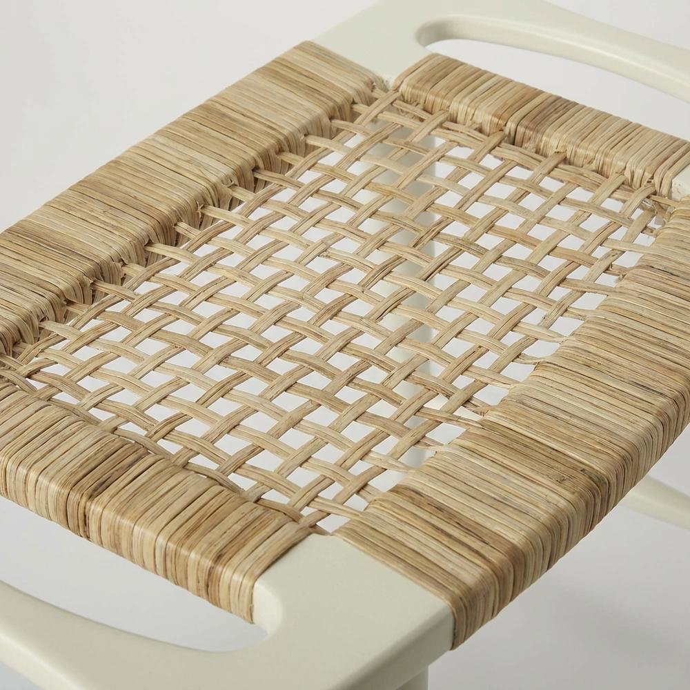 Distressed Wood Accent Stool, Coastal Style Accent Seating for Living Room