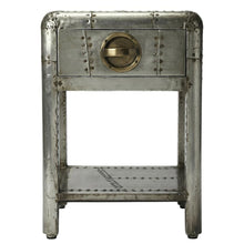 Industrial Side Table with Drawer, Square Wood End Table for Living Room