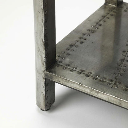 Industrial Side Table with Drawer, Square Wood End Table for Living Room