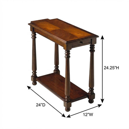 Traditional Chairside Table with Adjustable Shelf, Side Table, Cherry