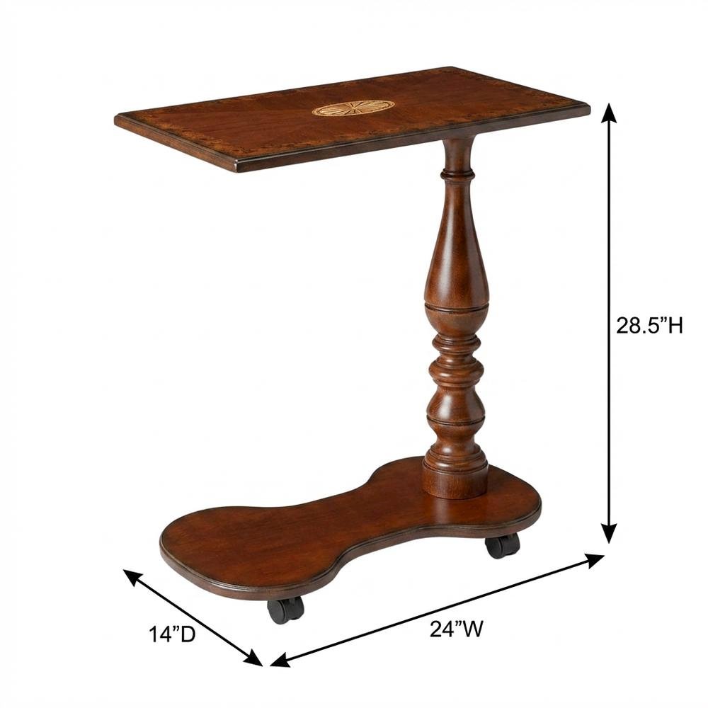 Mobile Tray Table with Distressed Finish, Transitional Side Table, Olive Ash