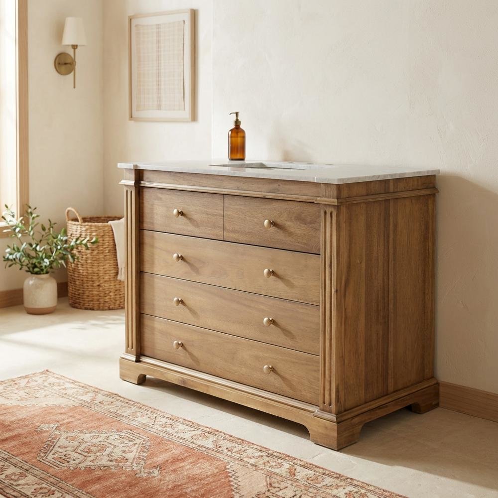 42 Inch Bathroom Vanity with Top – Light Brown Vanity Cabinet Design