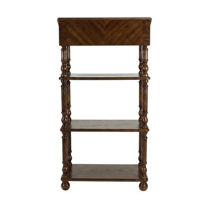 Traditional Library Stand with Storage, Wood Writing Desk, Vintage Oak