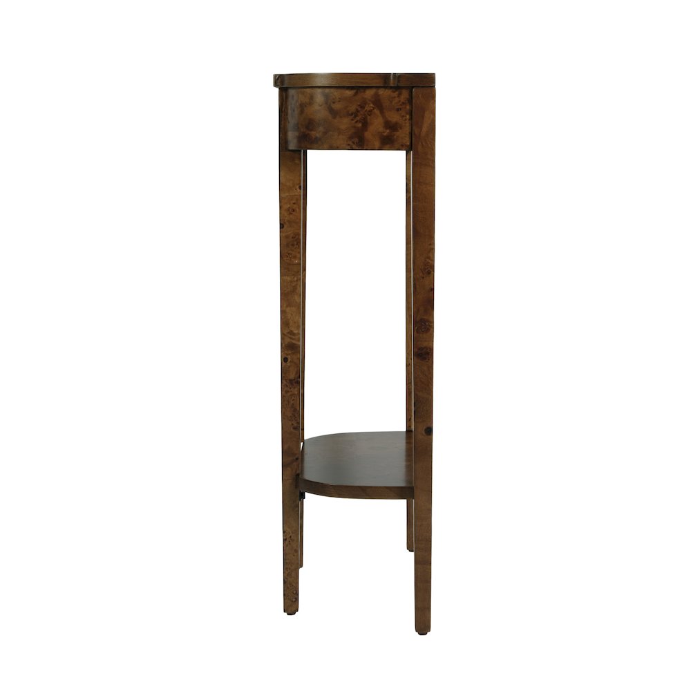 Wendell 17.5 in. W Demilune Wood Console Table with Lower Open Shelf, Brown