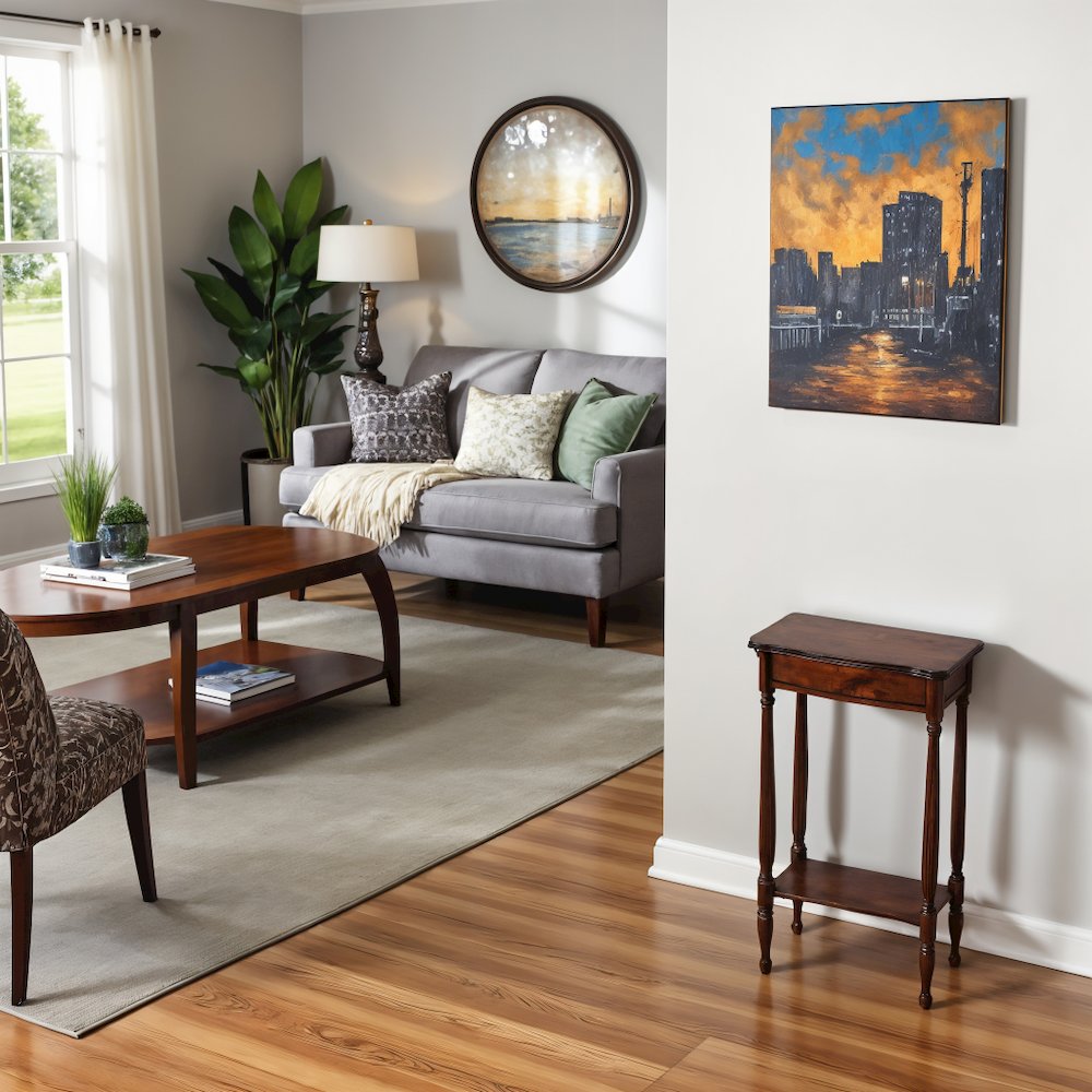 Medium Brown Narrow Console Table for Living Room and Entryway Spaces