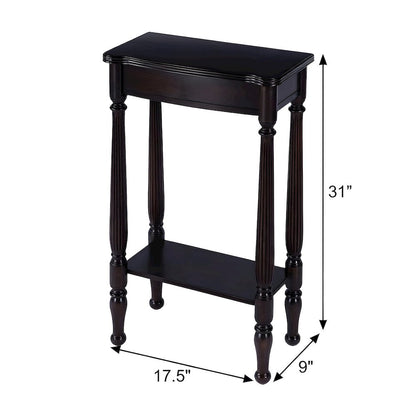 Birch Veneer Console Table with Distressed Finish and Turned Legs for Entryway