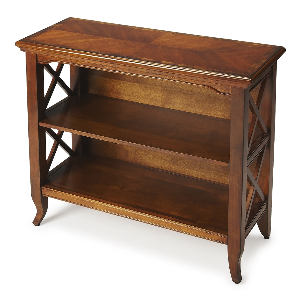 Elegant Medium Brown 2 Shelf Bookcase for Farmhouse and Modern Interiors