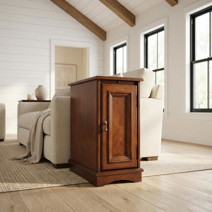 Transitional Chairside Chest with Storage, Accent Cabinet, Cherry