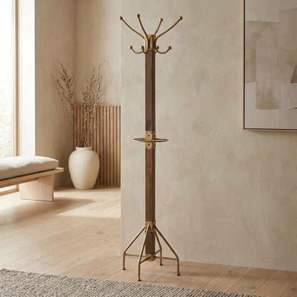 Freestanding Coat Rack with Hooks, Transitional Hall Tree for the Entryway