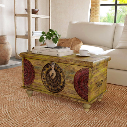 Mesa Carved Wood Trunk Coffee Table, Assorted