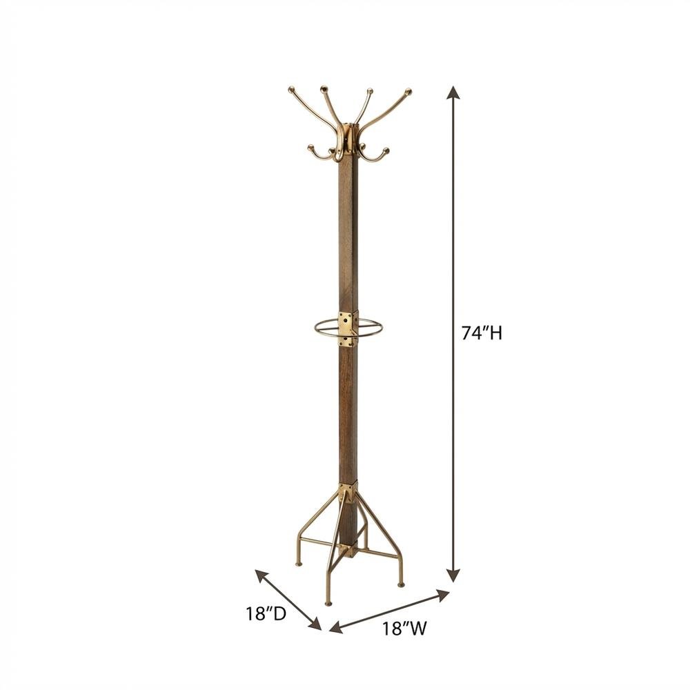 Freestanding Coat Rack with Hooks, Transitional Hall Tree for the Entryway
