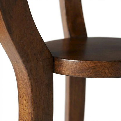 Round Accent Side Table, Traditional Distressed End Table, Cherry
