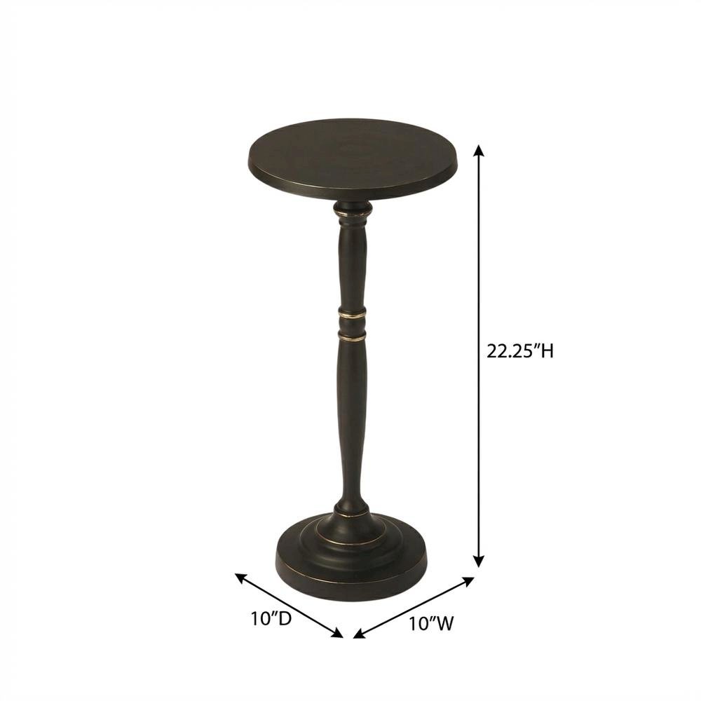 Round Metal End Table, Distressed Traditional Side Table for Living Room