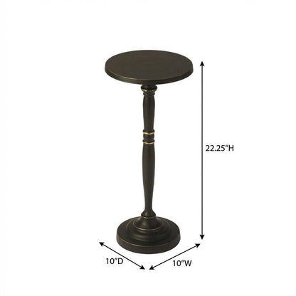 Round Metal End Table, Distressed Traditional Side Table for Living Room