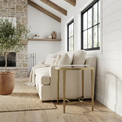 Oval Glass End Table, Modern Contemporary Accent Table for Living Room