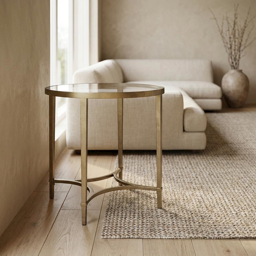 Oval Glass End Table, Modern Contemporary Accent Table for Living Room